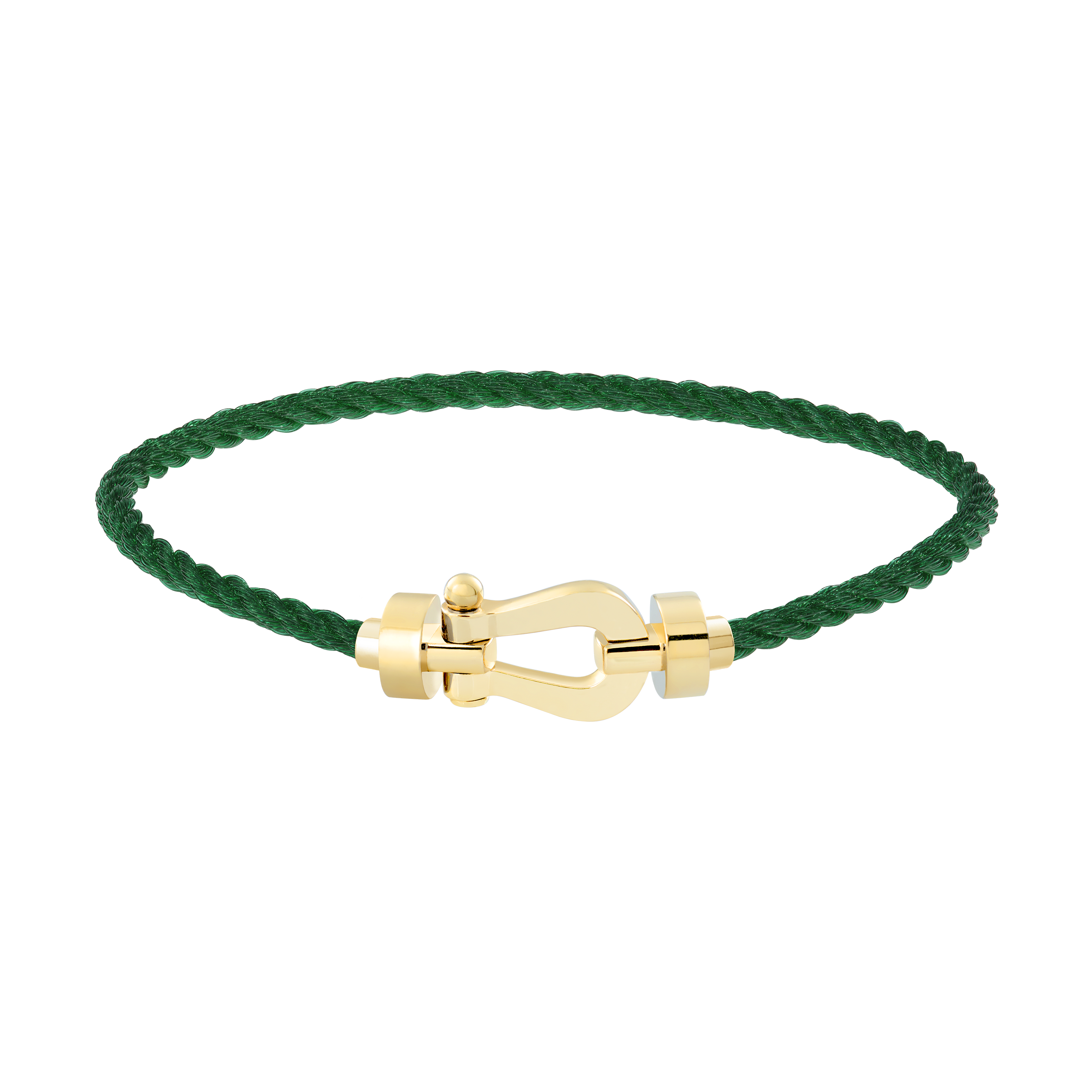 Bracelet Fred Force 10 moyen modèle en or jaune et câble vert émeraude