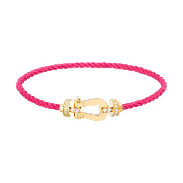 Fred Force 10 bracelet medium model in yellow gold, diamonds and rosewood cable