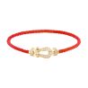 Bracelet Fred Force 10 moyen modèle en or jaune, pavage diamants et câble rouge