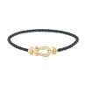 Bracelet Fred Force 10 moyen modèle en or jaune, pavage diamants et câble gris orage