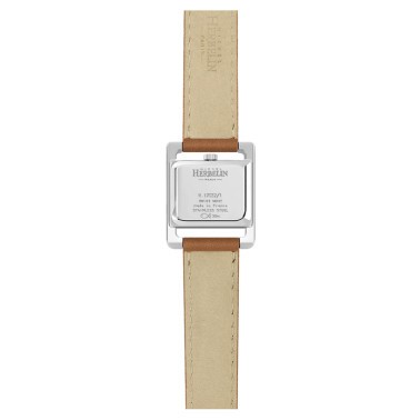 Montre Michel Herbelin 5ème Avenue quartz cadran blanc bracelet cuir double tour marron