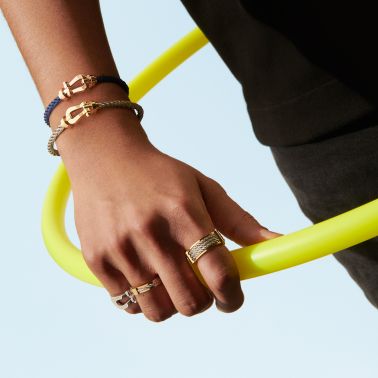 Bracelet Fred Force 10 grand modèle en or jaune et câble acier