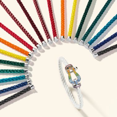 Fred Force 10 large model bracelet in rose gold, diamonds and khaki cable