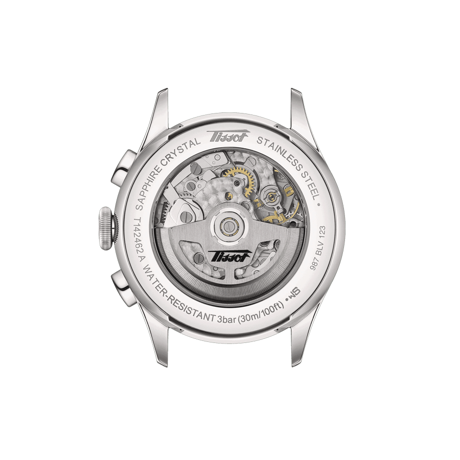 Montre Tissot Telemeter 1938 automatique cadran noir bracelet cuir marron 42 mm T142.462.16.052.00