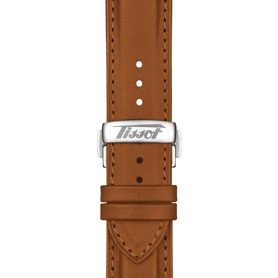 Montre Tissot Telemeter 1938 automatique cadran noir bracelet cuir marron 42 mm T142.462.16.052.00