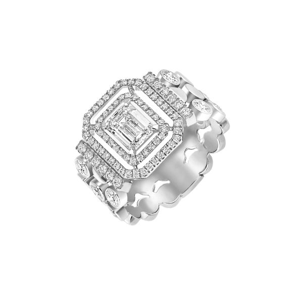 Messika D-Vibes multi-row ring in white gold and diamonds