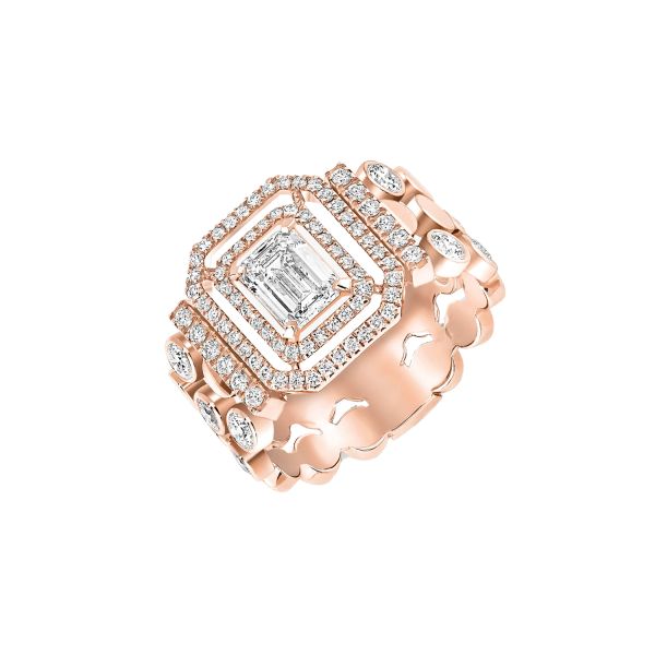 Messika D-Vibes multi-row ring in pink gold and diamonds