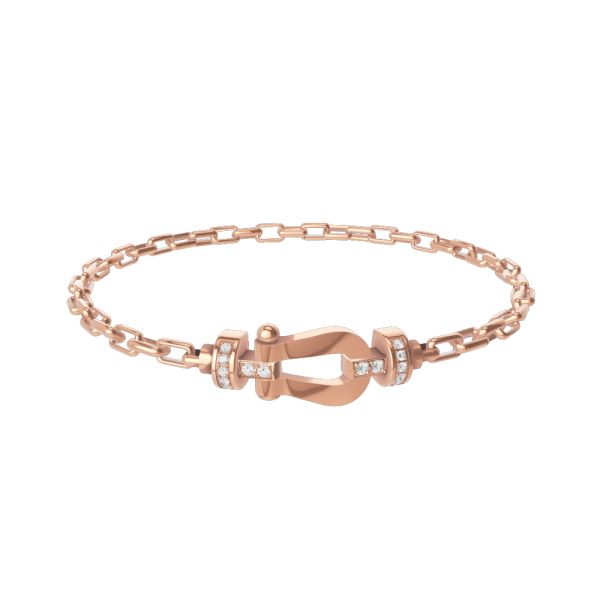 Bracelet Fred Force 10 moyen modèle en or rose, diamants et câble maillons