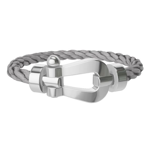 Fred Force 10 XL bracelet in white gold and steel cable