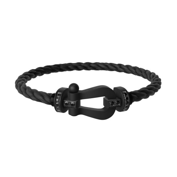 Bracelet Fred Force 10 grand modèle en titane noir et diamants