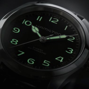 Montre Hamilton Khaki Field Murph automatique cadran noir bracelet cuir noir 38 mm H70405730