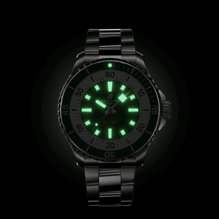 Montre Breitling Superocean automatique cadran vert bracelet acier 44 mm A17376A31L1A1