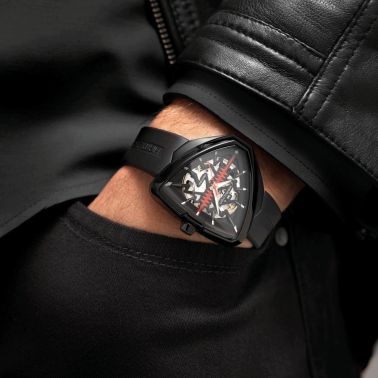 Montre Hamilton Ventura Elvis80 Skeleton automatique bracelet caoutchouc noir 42,50 x 44,60 mm H24535331