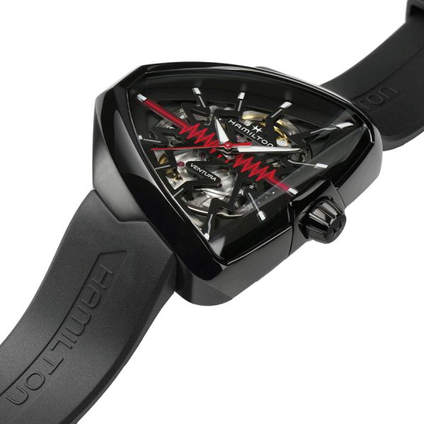 Montre Hamilton Ventura Elvis80 Skeleton automatique bracelet caoutchouc noir 42,50 x 44,60 mm H24535331