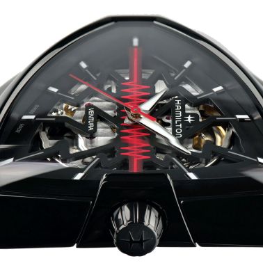 Montre Hamilton Ventura Elvis80 Skeleton automatique bracelet caoutchouc noir 42,50 x 44,60 mm H24535331