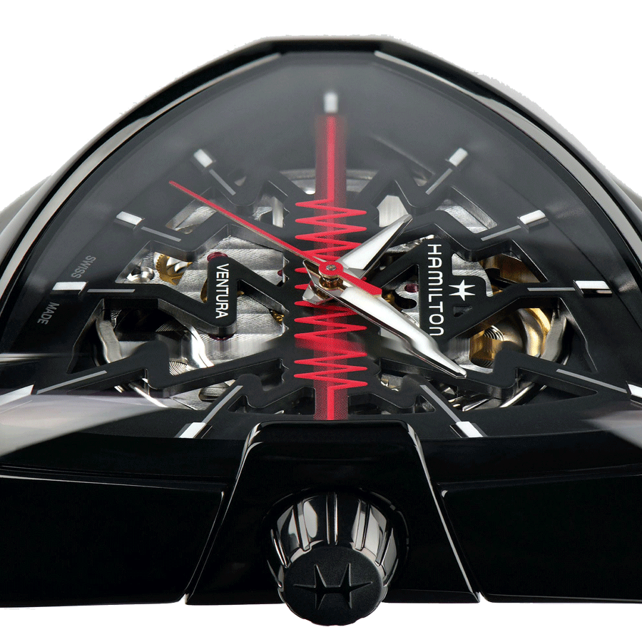 Montre Hamilton Ventura Elvis80 Skeleton automatique bracelet caoutchouc noir 42,50 x 44,60 mm H24535331