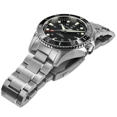 Montre Hamilton Khaki Navy Scuba automatique cadran noir bracelet acier 43 mm H82515130