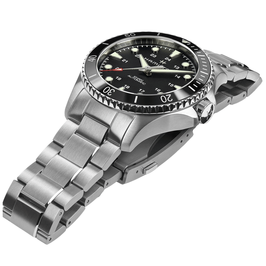 Hamilton Khaki Navy Scuba automatic watch black dial steel bracelet 43 mm