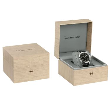 Montre Hamilton Khaki Field Murph automatique cadran noir bracelet cuir noir façon alligator 42 mm