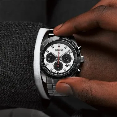 Montre Seiko Prospex SpeedTimer solaire cadran argenté bracelet acier 41,4 mm