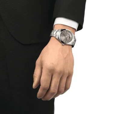 Montre Tissot Gentleman Powermatic 80 Open Heart automatique cadran taupe bracelet acier 40 mm T127.407.11.081.00
