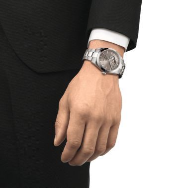 Tissot Gentleman Powermatic 80 Open Heart automatic watch taupe dial steel bracelet 40 mm T127.407.11.081.00