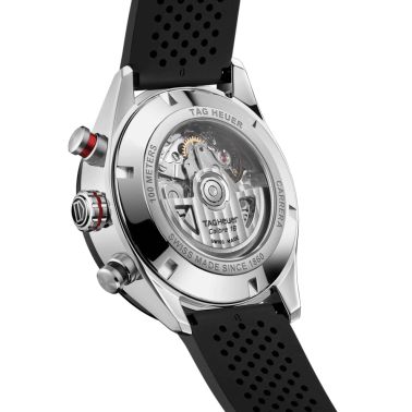 Montre TAG Heuer Carrera Chronographe automatique cadran noir bracelet caoutchouc noir 44 mm CBN2A1AA.FT6228