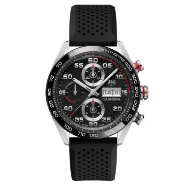 Montre TAG Heuer Carrera Chronographe automatique cadran noir bracelet caoutchouc noir 44 mm CBN2A1AA.FT6228