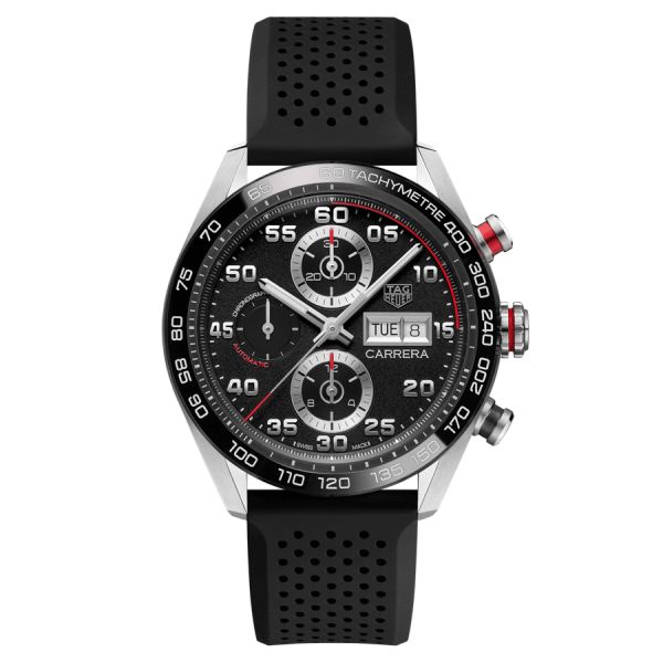 TAG Heuer Carrera Chronograph automatic watch black dial black rubber strap 44 mm CBN2A1AA.FT6228