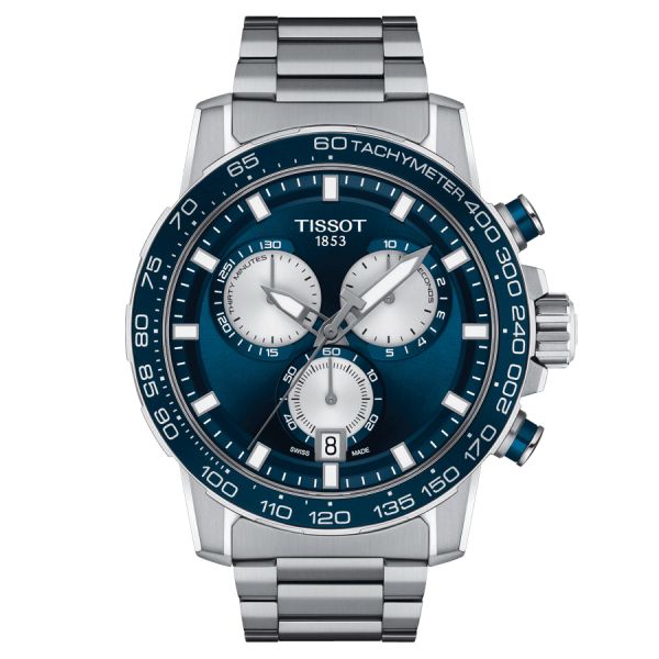 Montre Tissot Supersport Chrono quartz cadran bleu bracelet acier 45,5 mm T125.617.11.041.00