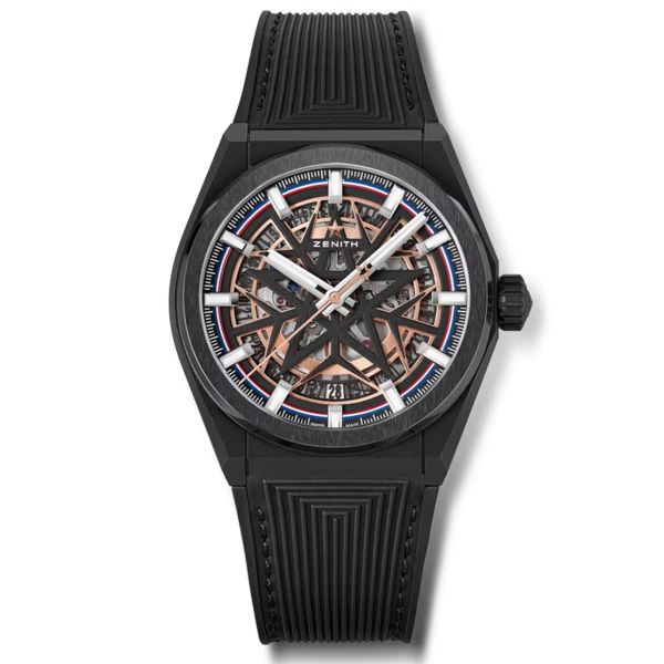 Montre Zenith Defy Skeleton Fusalp céramique noire cadran squeletté bracelet caoutchouc 41 mm