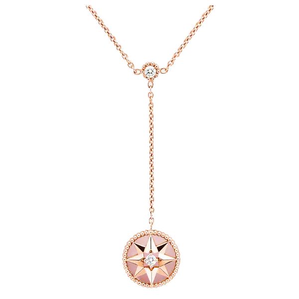 Collier Dior Rose des Vents en or rose, diamants et opale rose
