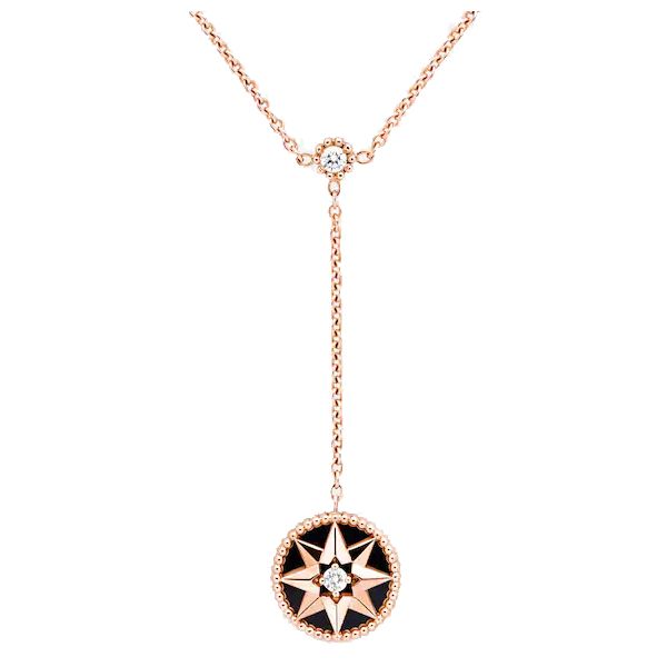 Collier Dior Rose des Vents en or rose, diamants et onyx JRDV95205_0000