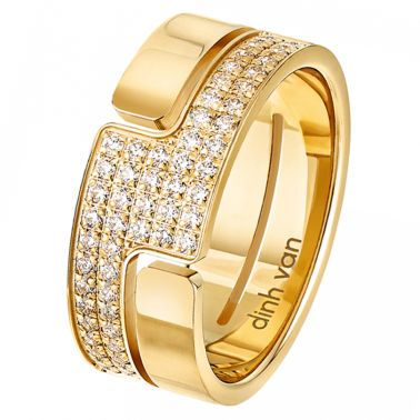 Dinh van Seventies MM ring in yellow gold and diamonds