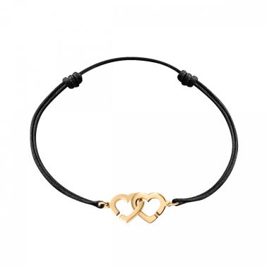 Bracelet dinh van Double Coeur R9 en or jaune sur cordon