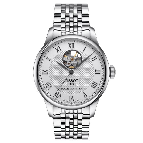 Montre Tissot Le Locle Powermatic 80 Open Heart automatique cadran argent bracelet acier 39,3 mm T006.407.11.033.02