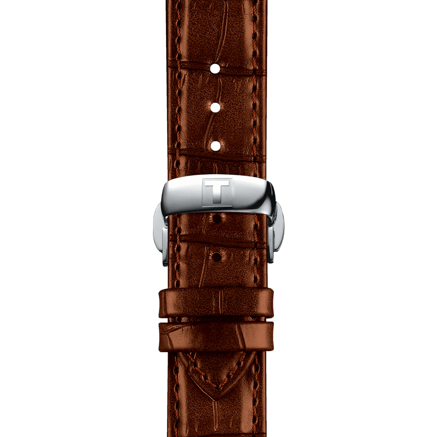 Montre Tissot Le Locle Powermatic 80 Open Heart automatique cadran argent bracelet cuir marron 39,3 mm T006.407.16.033.01