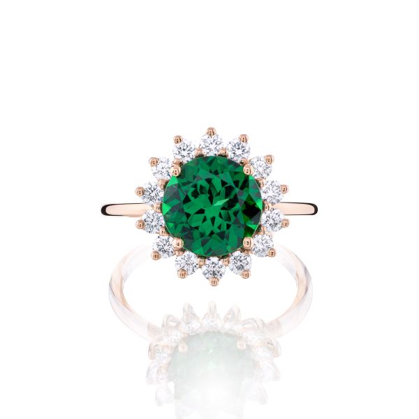 Bague Lepage La Tsavorite en or rose, tsavorite et diamants