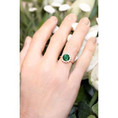 Lepage La Tsavorite ring in rose gold, tsavorite and diamonds