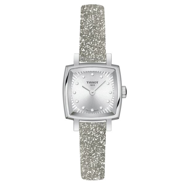 Tissot Lovely Square Festive Kit quartz watch silver dial leather strap 20 mm T058.109.17.036.02
