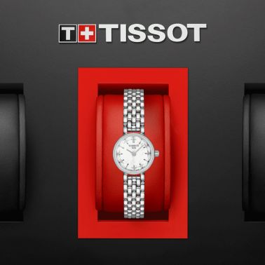 Tissot Lovely Round quartz watch white mother-of-pearl dial stainless steel bracelet 19.5 mm T140.009.11.111.00