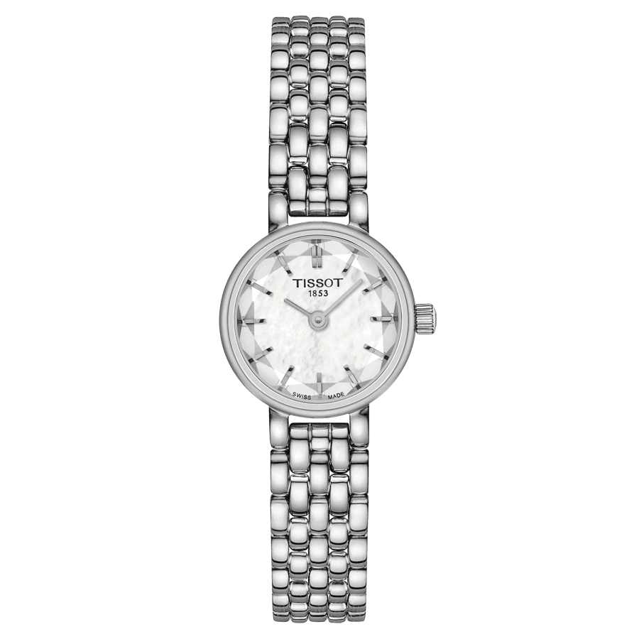 Tissot Lovely Round quartz watch white mother-of-pearl dial stainless steel bracelet 19.5 mm T140.009.11.111.00