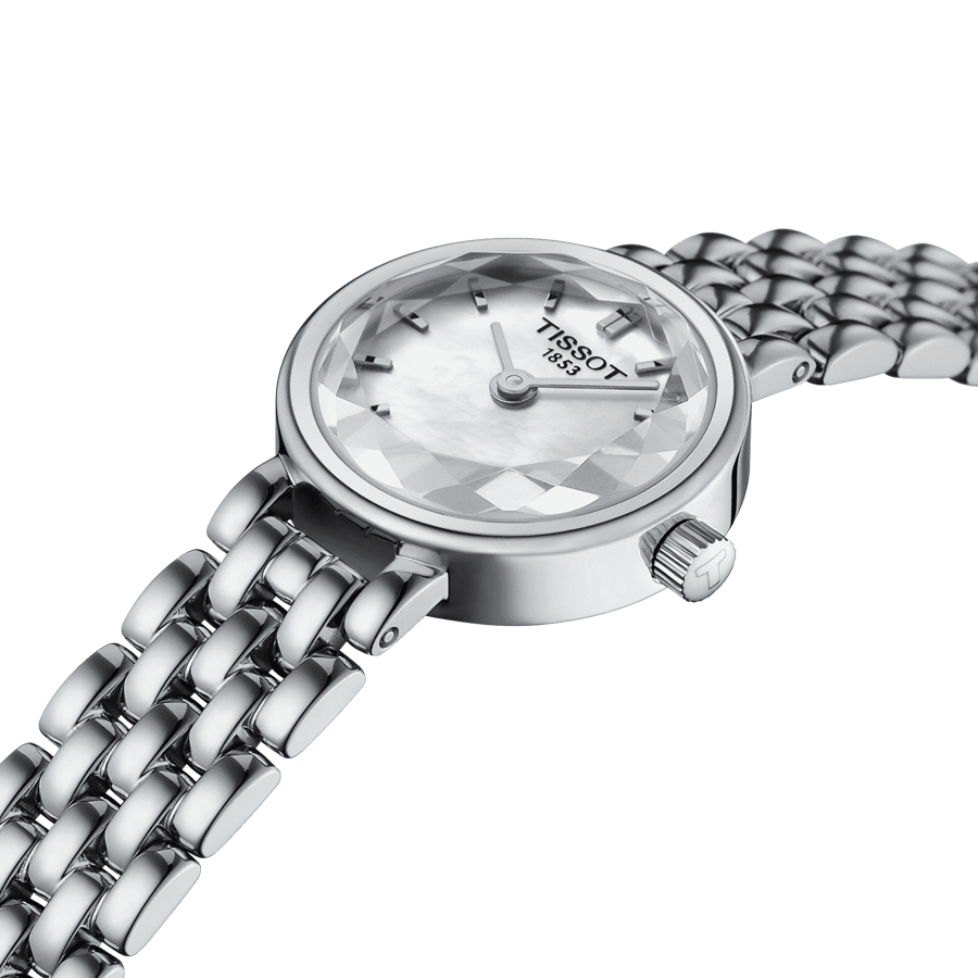 Tissot Lovely Round quartz watch white mother-of-pearl dial stainless steel bracelet 19.5 mm T140.009.11.111.00