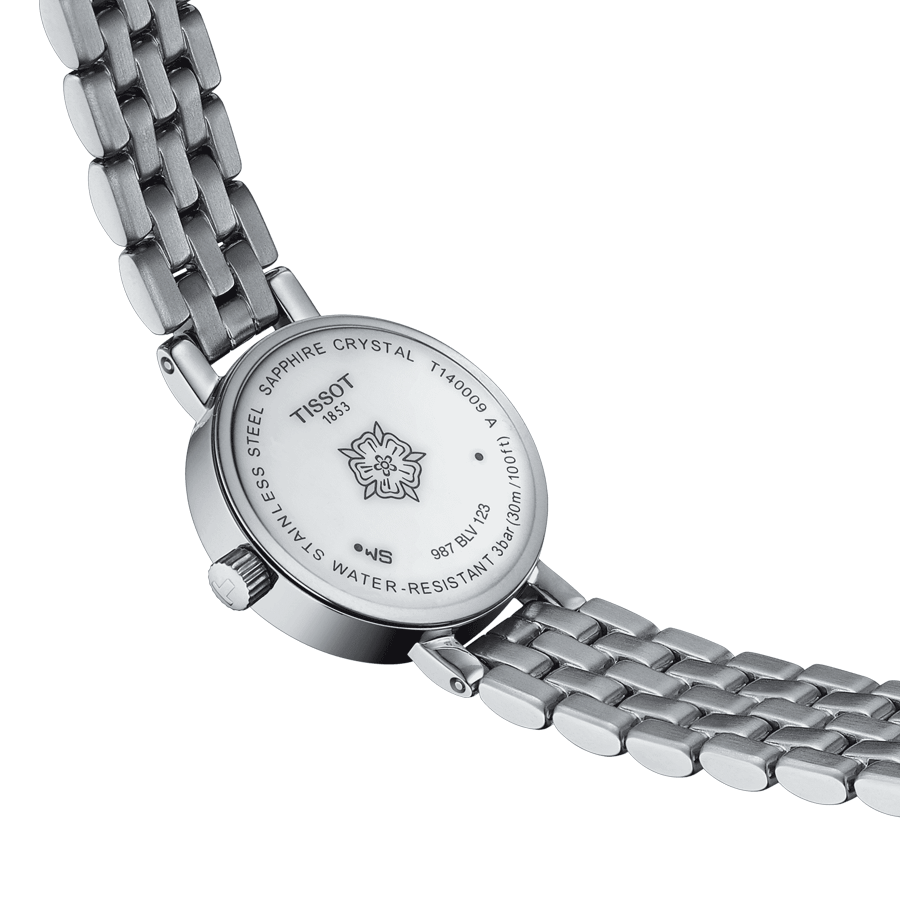 Tissot Lovely Round quartz watch white mother-of-pearl dial stainless steel bracelet 19.5 mm T140.009.11.111.00