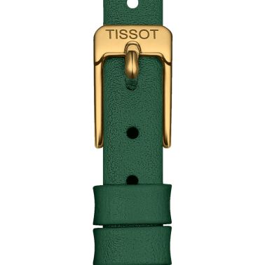 Montre Tissot Lovely Round PVD Or jaune quartz cadran vert bracelet cuir vert 19,5 mm T140.009.36.091.00