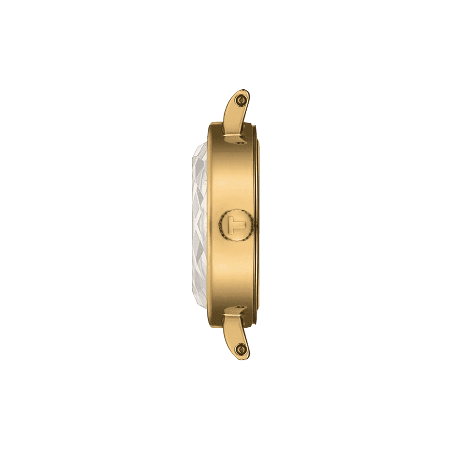 Montre Tissot Lovely Round PVD Or jaune quartz cadran vert bracelet cuir vert 19,5 mm T140.009.36.091.00