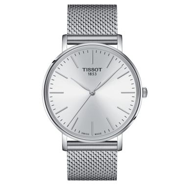 Tissot Everytime Gent quartz watch white dial stainless steel bracelet mesh 40 mm T143.410.11.011.00