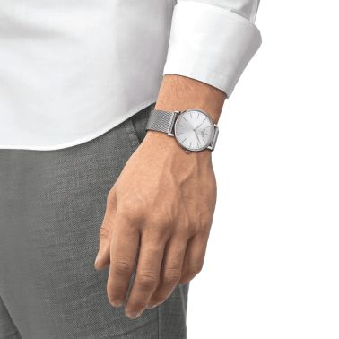 Montre Tissot Everytime Gent quartz cadran blanc bracelet acier maille milanaise 40 mm T143.410.11.011.00