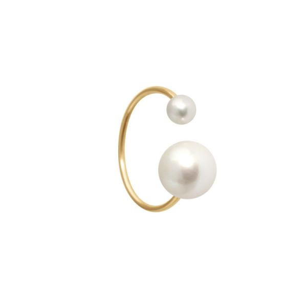 Claverin Hanging one earring in yellow gold and white pearls 15 mm