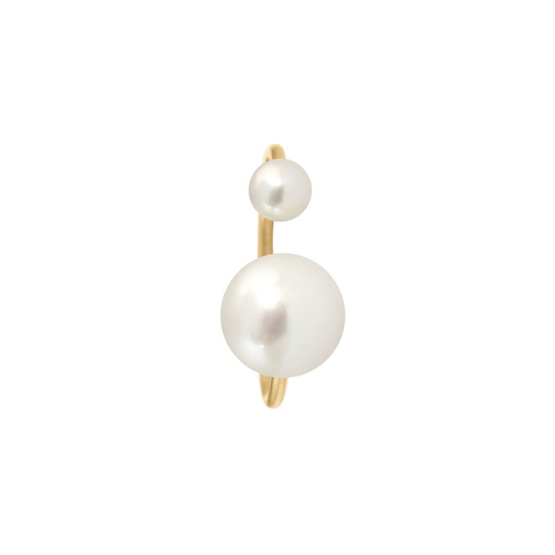 Claverin Hanging one earring in yellow gold and white pearls 15 mm